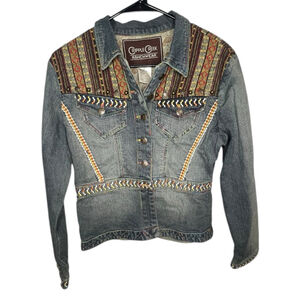 Cripple Creek Ranchwear Western Boho Embroidered Button Up Denim Jacket